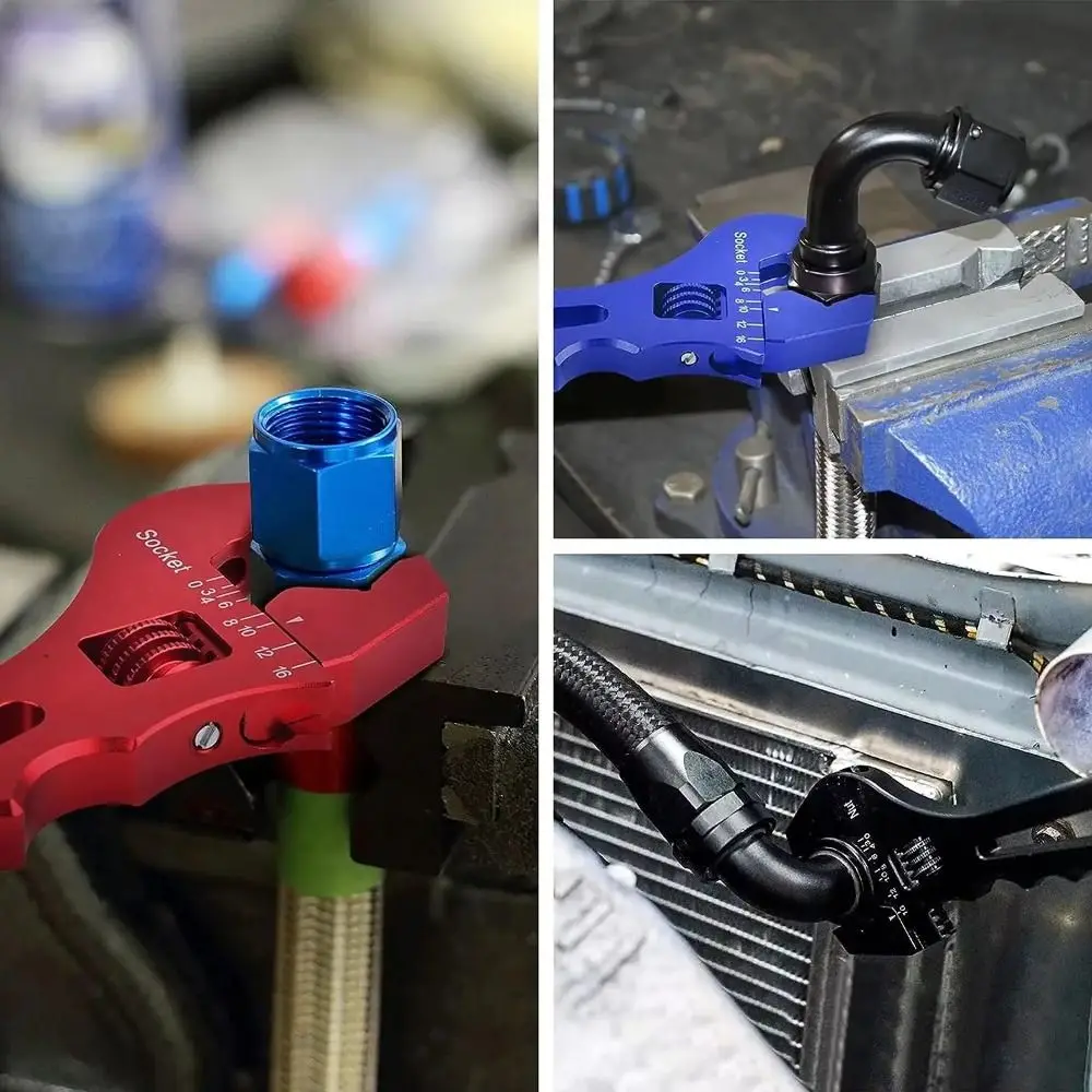 Lekki Regulowany Klucz do Złączek Węży AN 3AN-16AN Ręczny Klucz do Złączek Węży AN Narzędzia Naprawcze Czerwony/Niebieski/Czarny Klucz do Końcówek Węży Olejowych