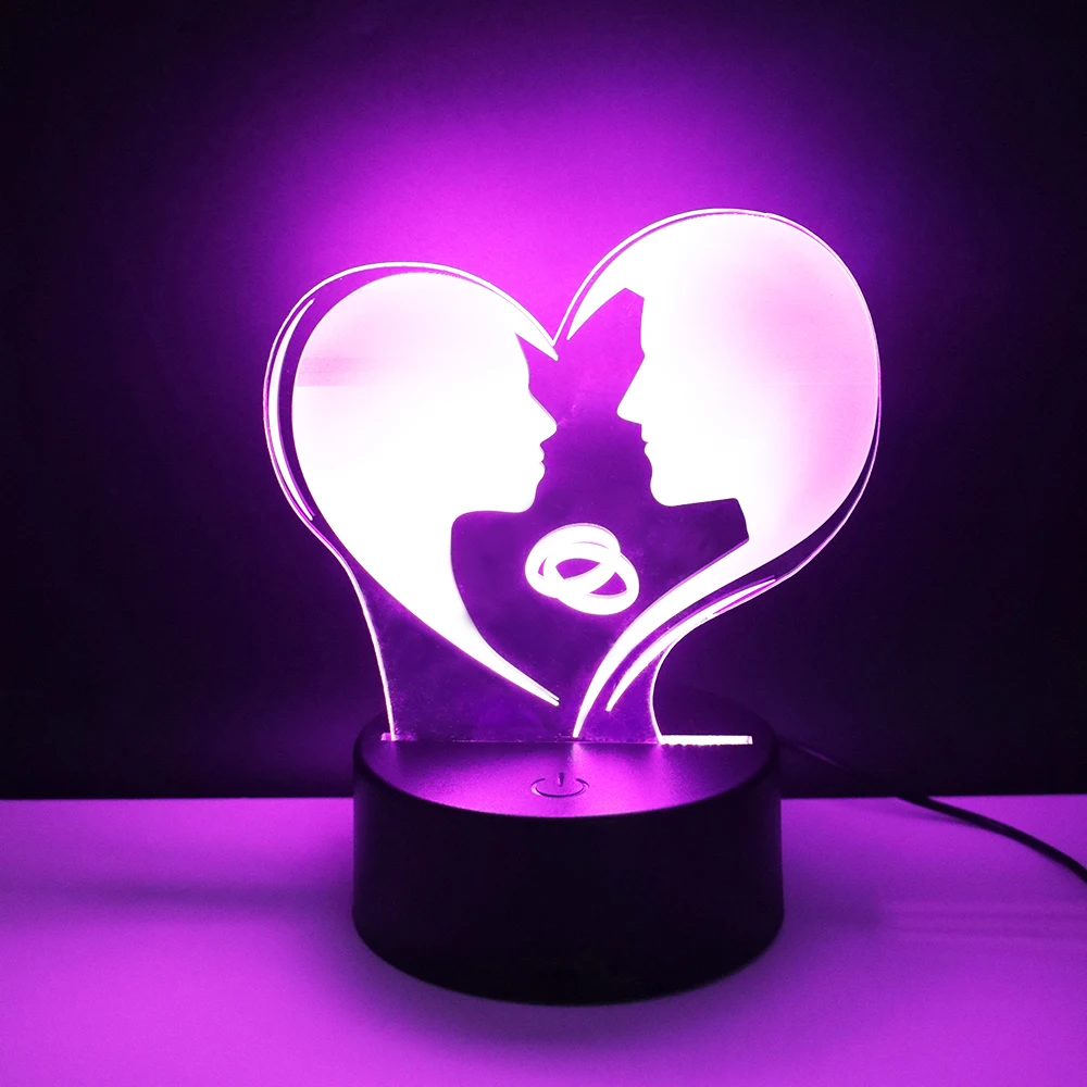 Romantic Couple Night Lights Valentine's Day Gifts Led Lamp Love USB Touch Bedroom Decoration Heart Light Wedding Confession