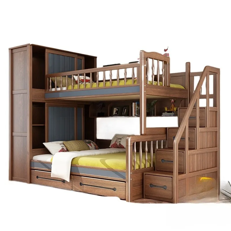 

All solid wood children's upper and lower bunk beds