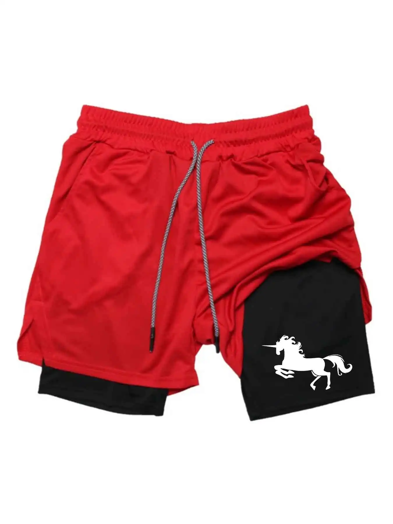 2026 Men's Sports Shorts Printed Sports Shorts, Double Layer, Quick Drying, Basketball, Fitness