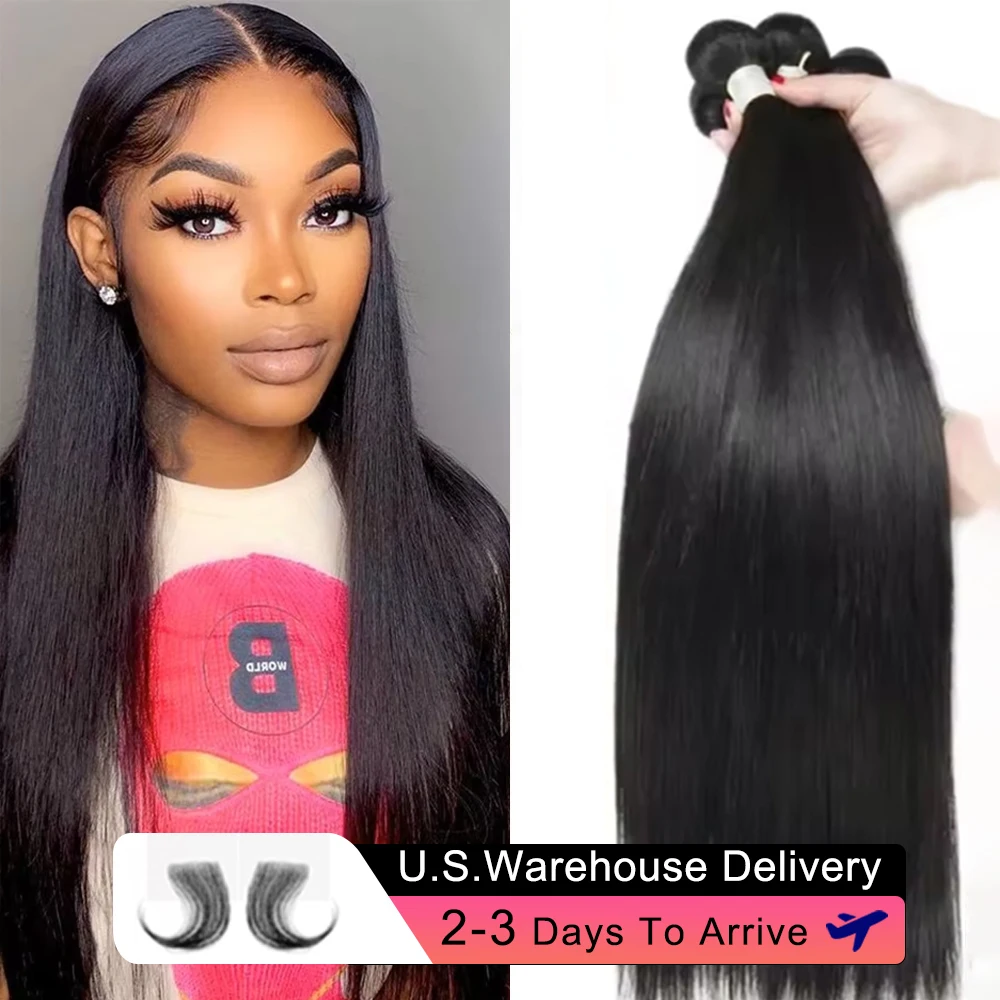 40 50Inch Straight Bundles 100% Human Hair 16A Remy Brazilian Virgin Weave 3 4 5 Pcs Raw Hair Bundles Extensions For Black Women