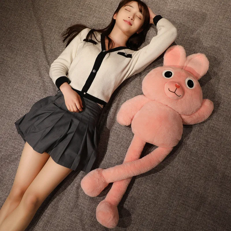 80/100cm nuovo creativo Pull Ear Rabbit Anime coniglio peluche coniglio rosa bambola lunghezza regolabile orecchio lungo coniglio regalo di compleanno
