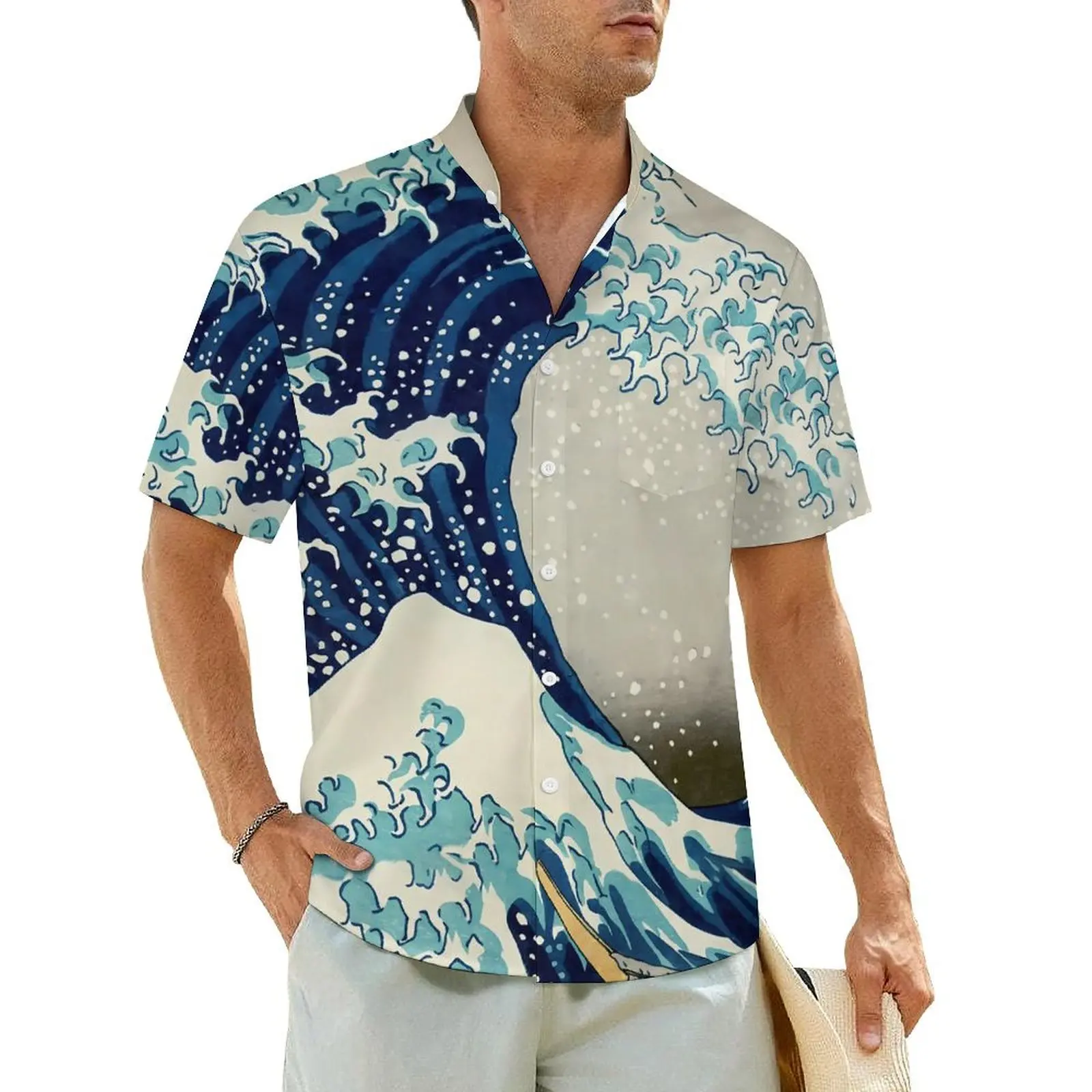 

The Great Wave Vacation Shirt Male Kanagawa Trendy Casual Shirts Hawaiian Short Sleeves Comfortable Graphic Oversized Blouses