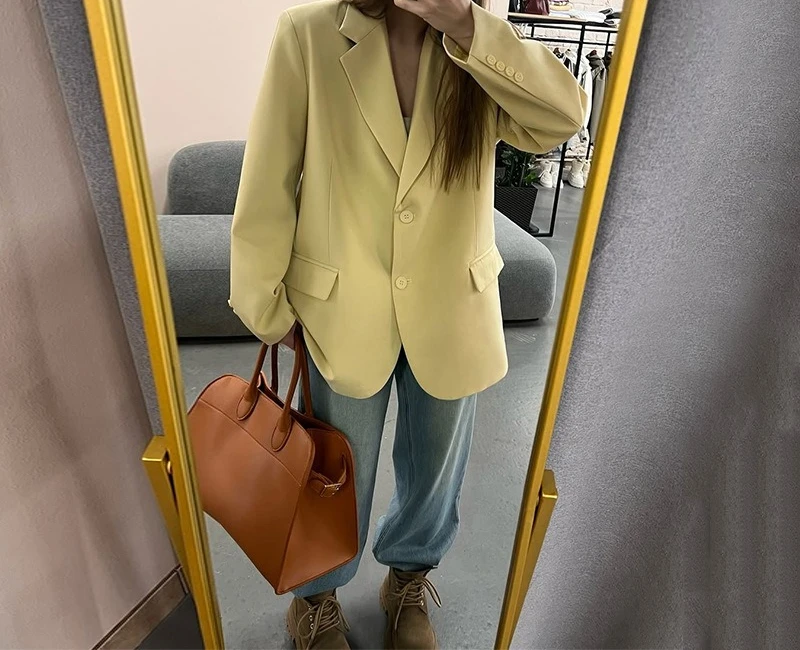 Odzież damska 2025 Summer New Fashion Luźna, codzienna, prosta kurtka z długim rękawem