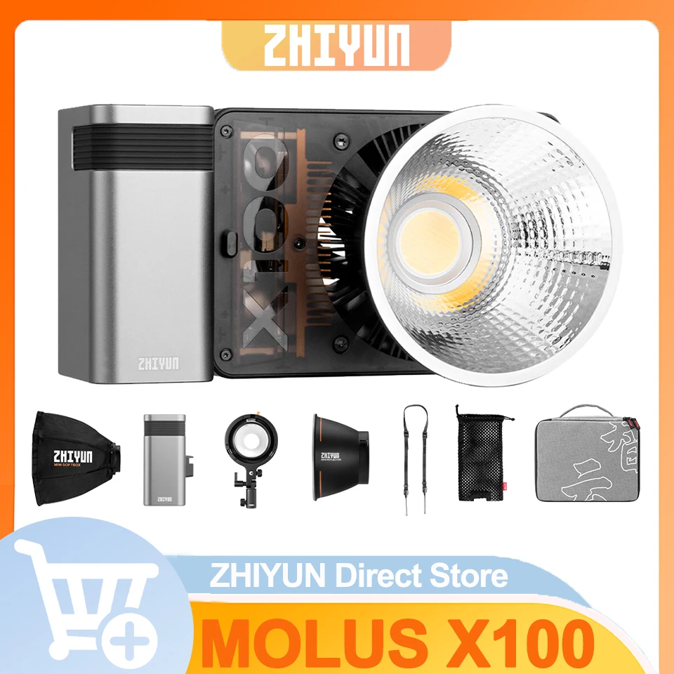 

ZHIYUN MOLUS X100 100 Вт 2700-6500K COB светильник для фотосъемки двухцветный карманный видеосвет для записи пленки прямая трансляция съемки