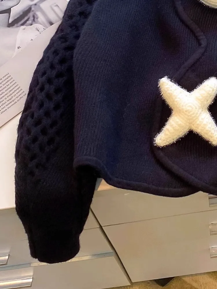 Bla тяжелый вязаный кардиган с вышивкой America Sle, универсальный крой 2024, осенне-зимняя женская верхняя одежда Faion Subway