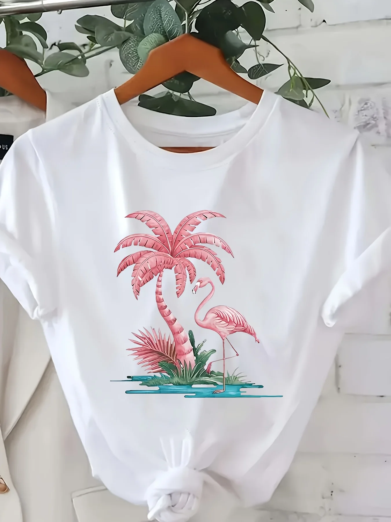 

Модная и минималистичная женская повседневная футболка больших размеров с коротким рукавом и круглым вырезом — жирный свадебный графический принт, белый с