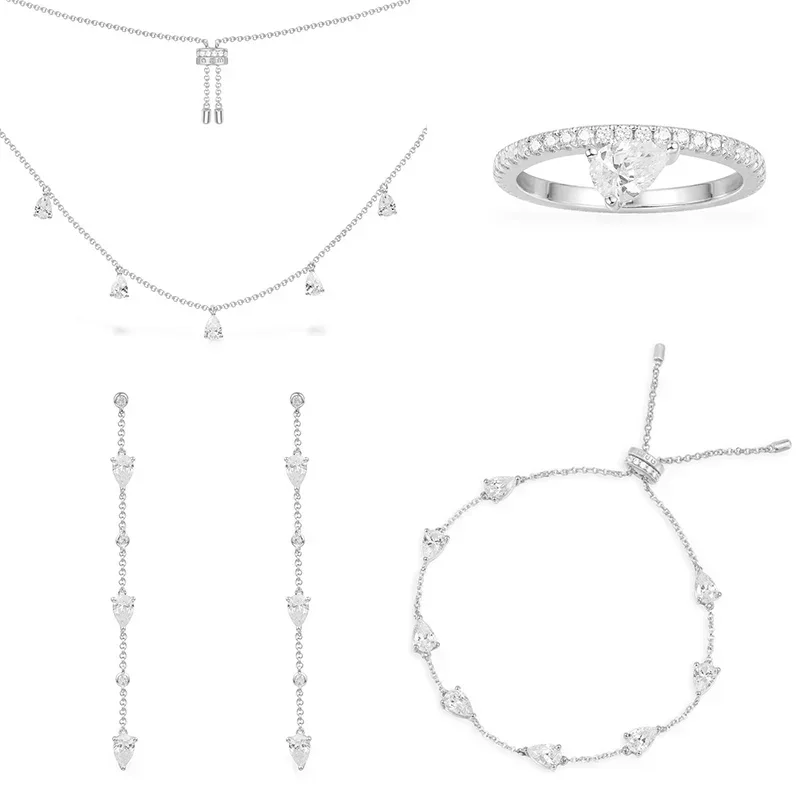 

LI KI 925 Sterling Silver 2022 New Water Drop Diamond Necklace Earring Free Delivery Jewelry