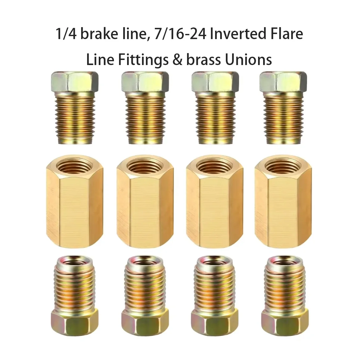 1/4 brake line, 7/16-24 Inverted Flare Line Fittings & brass Unions, 15 pcs.