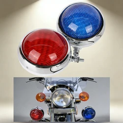 2Pcs LED Blue Red Beacon Motorcycle Police Lights Patrol Motor Strobe Lights Round Flashing Warning Light