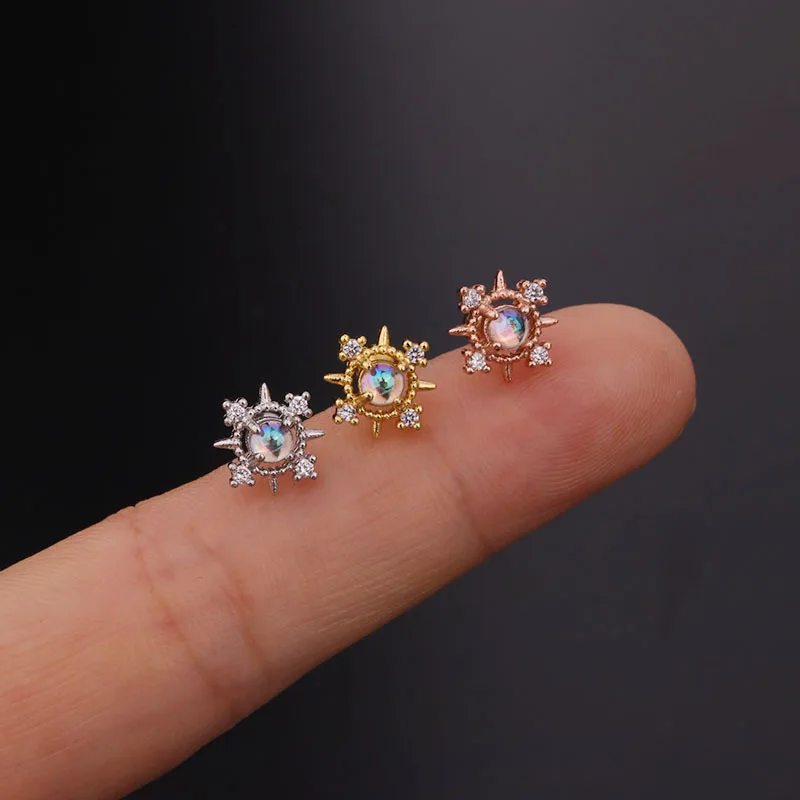 Bijoux de piercing en forme de L en acier inoxydable, vis d'anneau de l'Antarctique, Zcomprend coloré, générateurs de mode, goujon en forme d'étoile et de soleil, 1PC