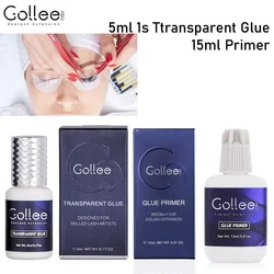 Gollee Transparent Eyelash Extension Glue & Lash Primer 1-2S Fast Drying 6 Week Clear Eyelash Adhesive Professional Supplies