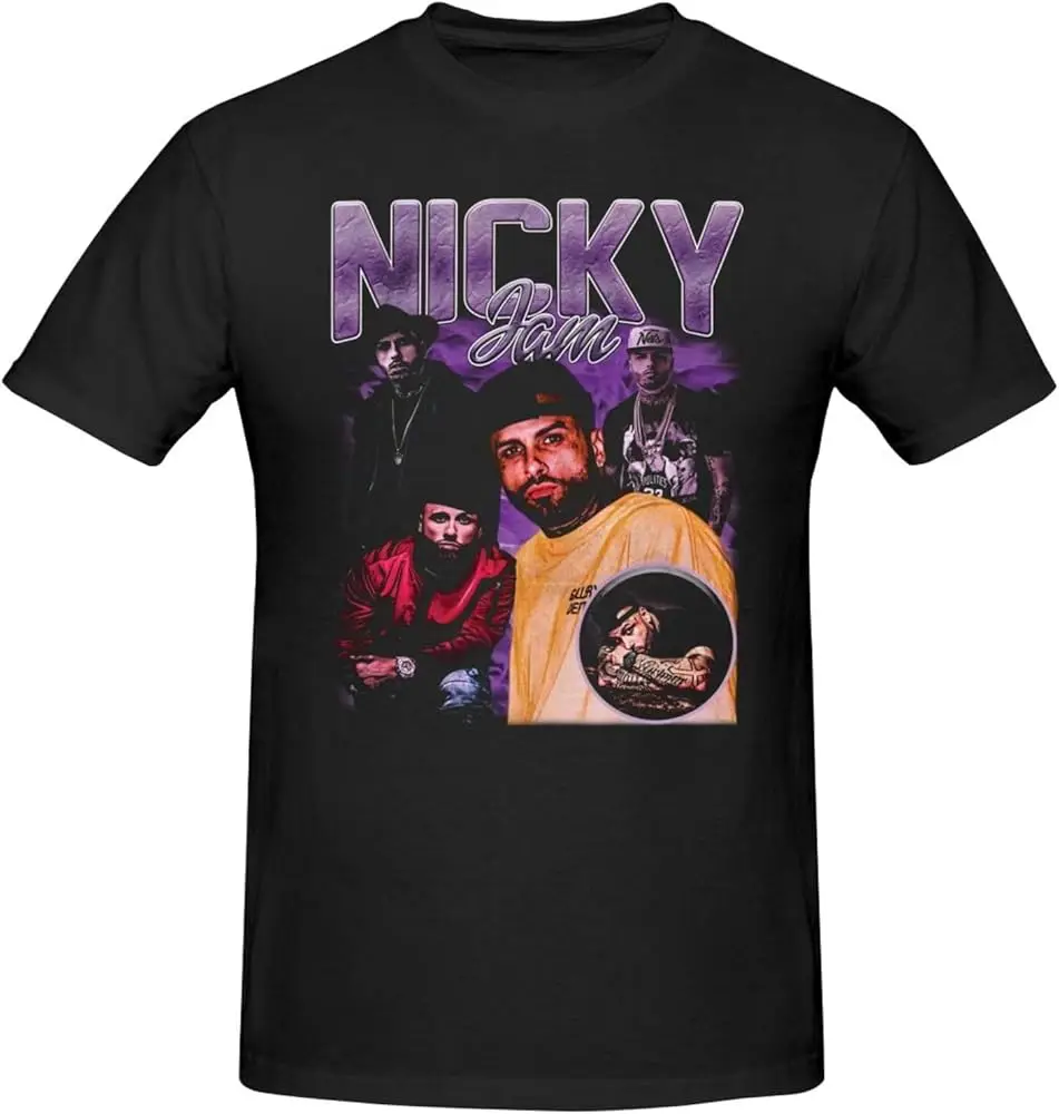 Nicky Music Jam Shirt for Man Fashion Soft Breathable Cotton Short Sleeve T-Shirts Classics Casual Crew Neck Tees Black