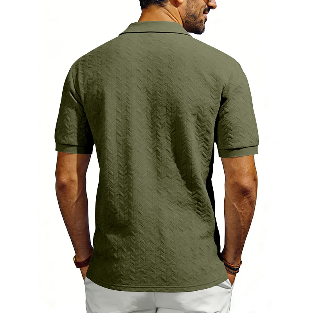 Grenzüberschreitendes Amazon American Heavy-Duty Polo-Shirt mit lockerem Texturmuster, einfarbig, Jacquard, lässig, schlicht, trendig, kurzärmelig – Detail 28