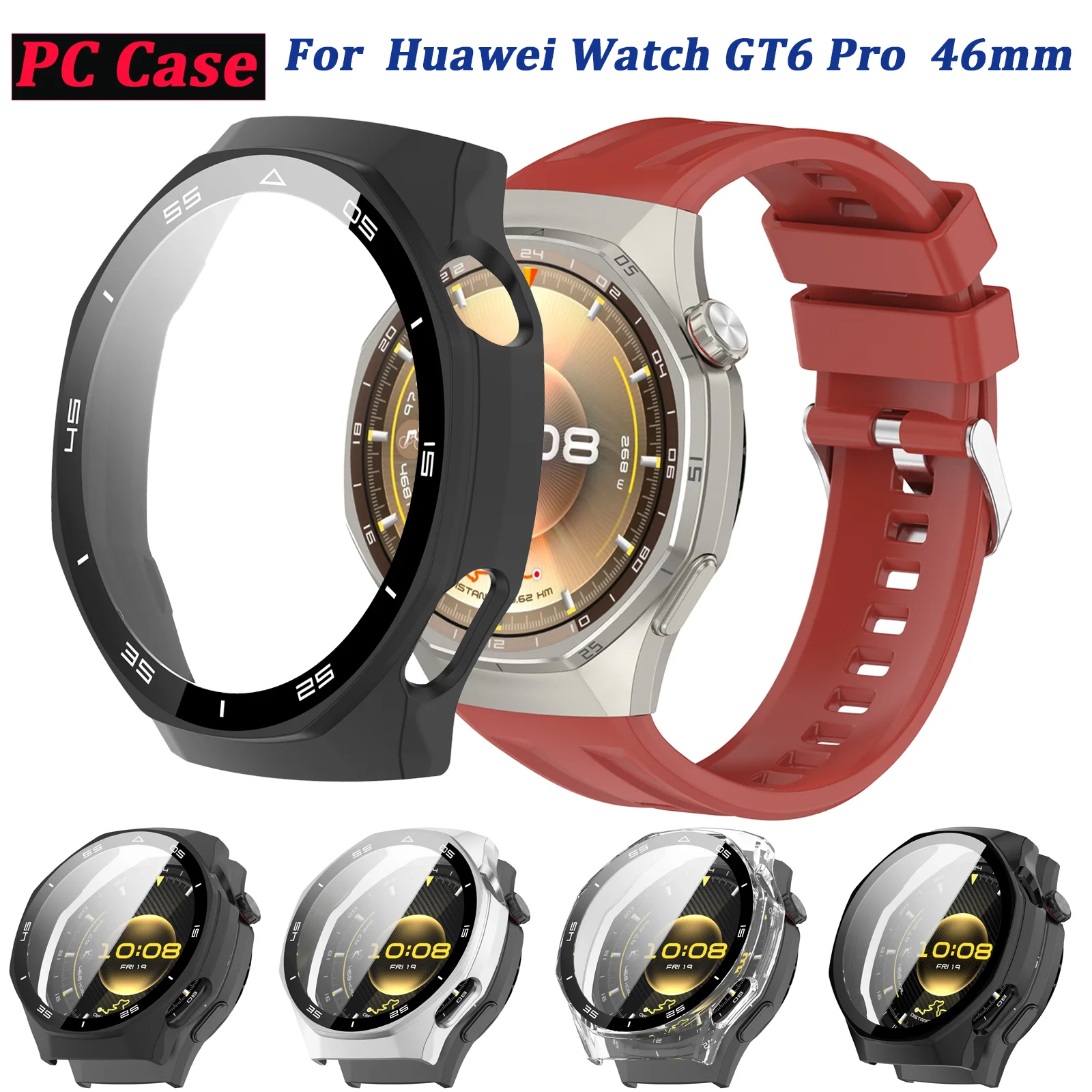 Tempered Glass Film+PC Case For Huawei Watch GT6 Pro 46mm Anti-scratch Screen Protective Shell Huawei Watch GT6 Pro Scale Cover