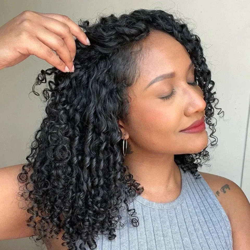 ピクシーカール人毛ヘアバンドル-ブラジル産未加工ヘアウィービング-ディープカールヘアバンドル-8～40インチ人毛ルーズディープウェーブバンドル