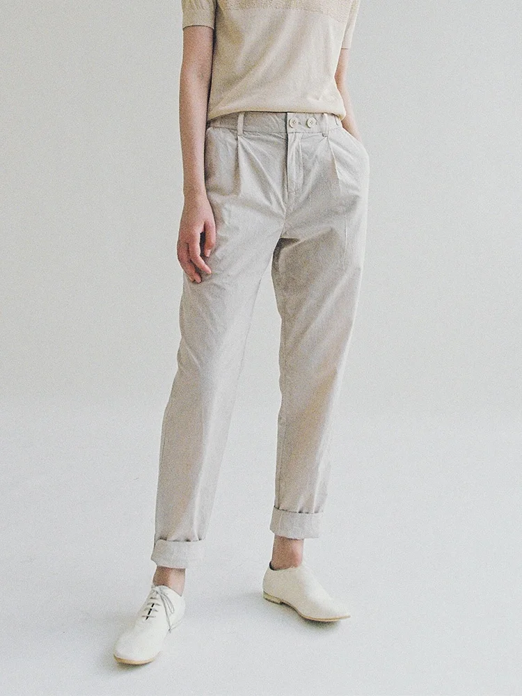 

Limited Time Offer | High Densi Pure Cotton 40 Stitches Slim Fit Casual Thin Pencil Pants Women's Original Sle l W...