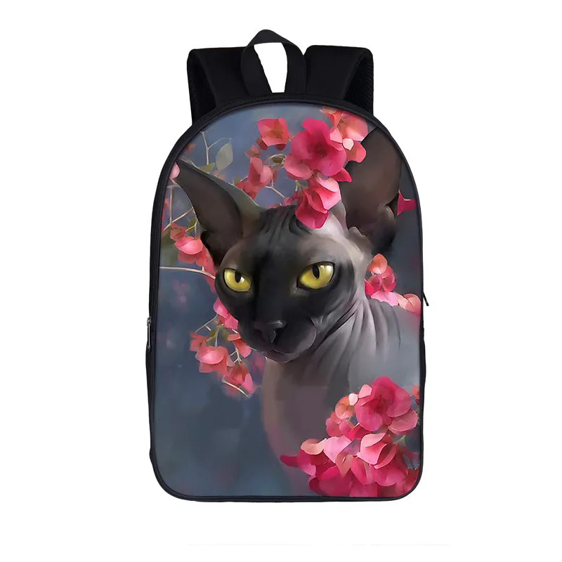 Leuke Sphynx Kat Patroon Casual Rugzak Vrouwen Mannen Reizen Rugzak Student Schooltassen Tiener Jongens Meisjes Schoudertassen Boekentas