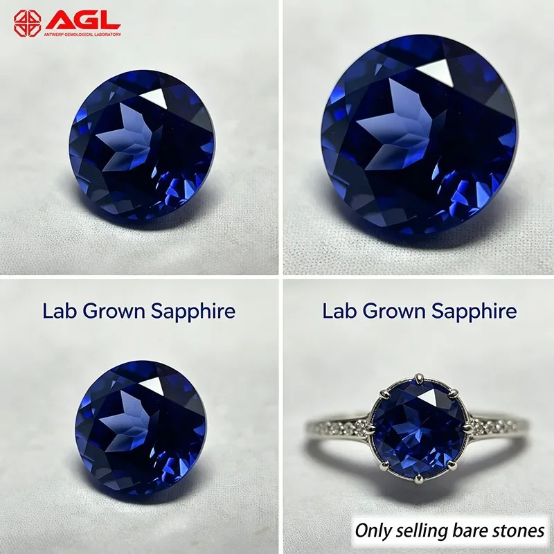 top-lab-grown-sapphire-round-cut-royal-blue-cornflower-blue-loose-beads-for-diy-jewelry-making-selectable-agl-certificate