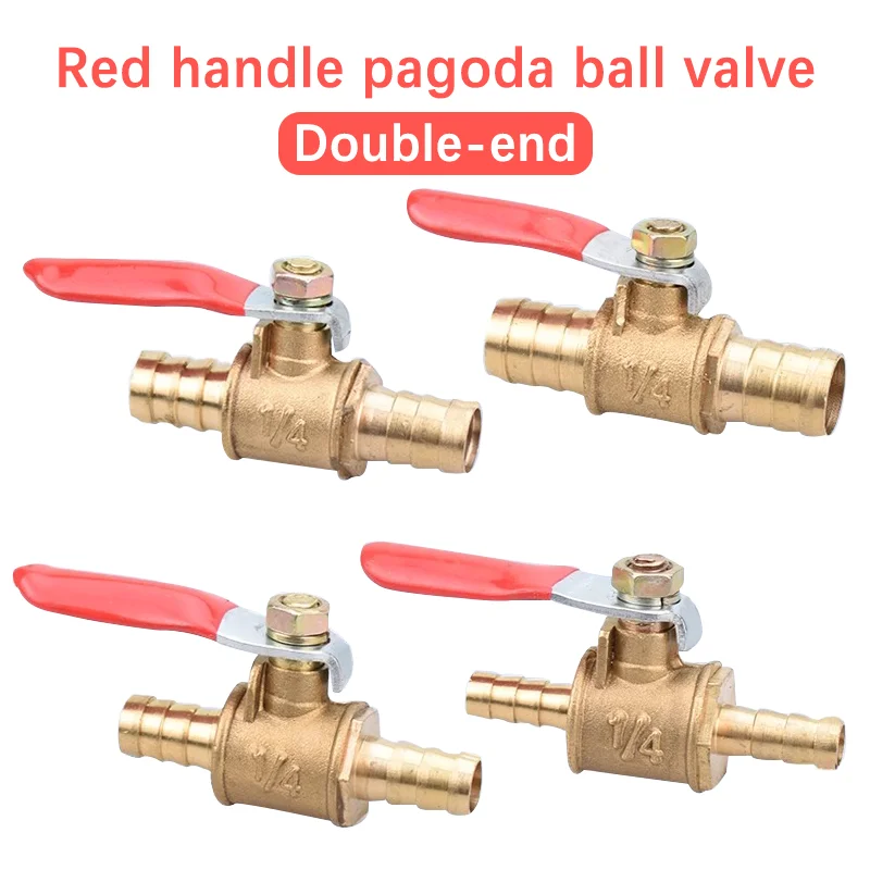 

10pcs 6mm-12mm Hose Red Handle Barb Inline Brass Water Oil Air Gas Fuel Line Shutoff Ball Valve Pipe Fittings