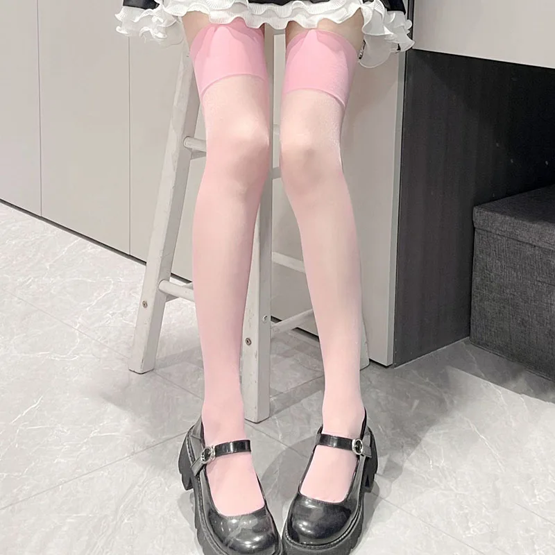 

Women Sexy Glitter Wide Rib Top Cuff Thigh High Stockings 12D Ultra Thin Transparent Party Socks Hot Pole Dance Clubwear