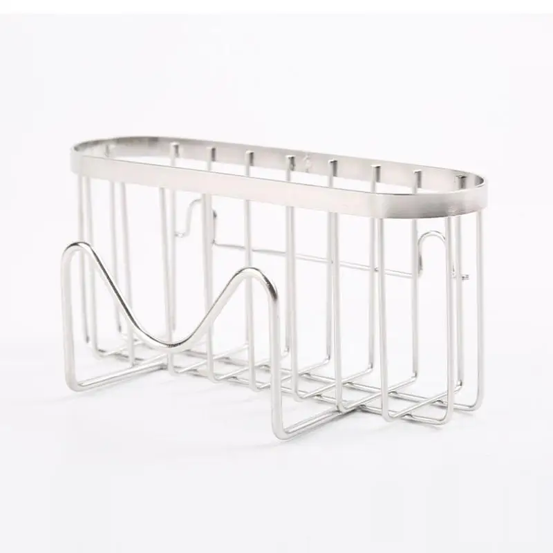 Sink Organizer - Stainless Steel Suction Sponge Stand - Fast-Draining, Easy-Clean Holder with Hook for Modern Kitchens