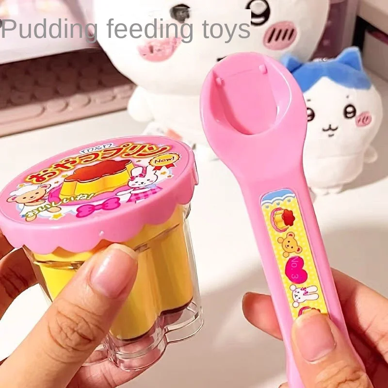 Juguete de alimentación de pudín de fresa de gelatina, conjunto de juguetes de alimentación rosa bonito, adornos, modelos para niños y niñas, regalos divertidos de cumpleaños
