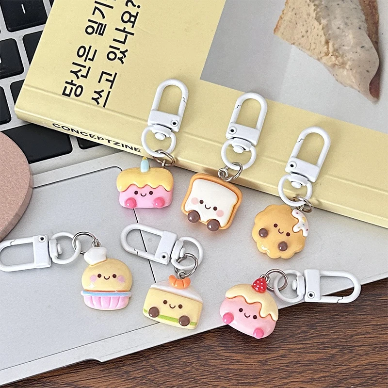 Cartoon Dessert Cookie Cake Toast Keyring Fashion Sweet Doll Pendant Lovely Animal Keychain Backpack Decoration Accessories