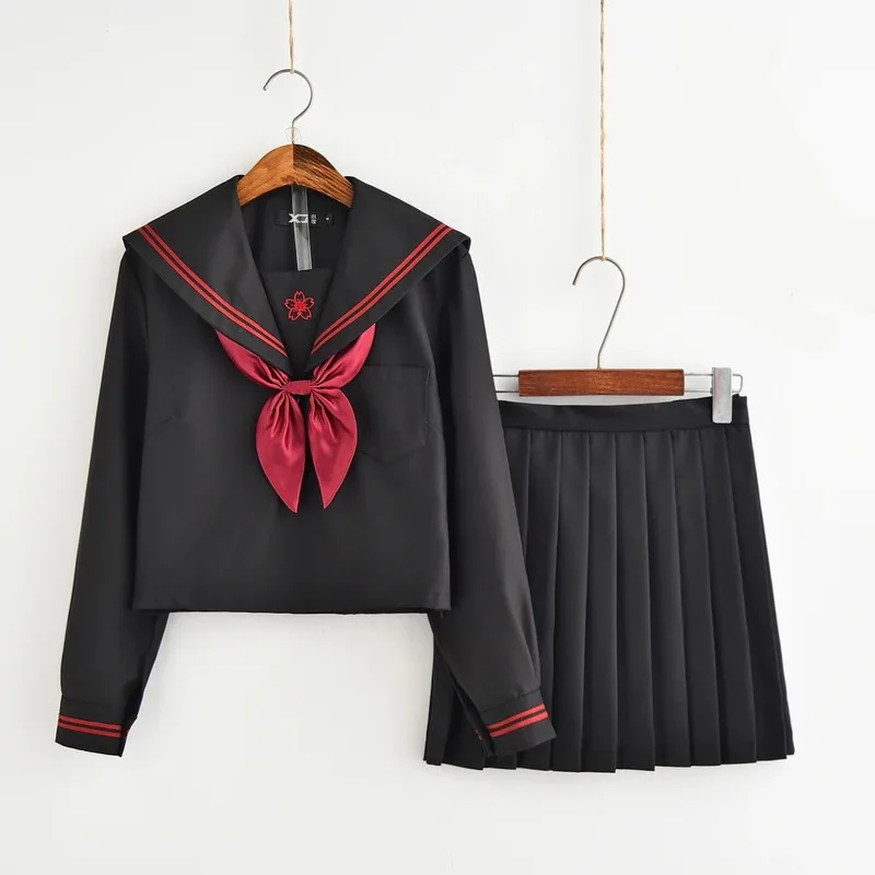 

COSda@Dark Demon Japanese JK Sets School Uniform Girls Sakura Autumn High School Women Novelty Sailor Suits Uniforms XXLCOSda@