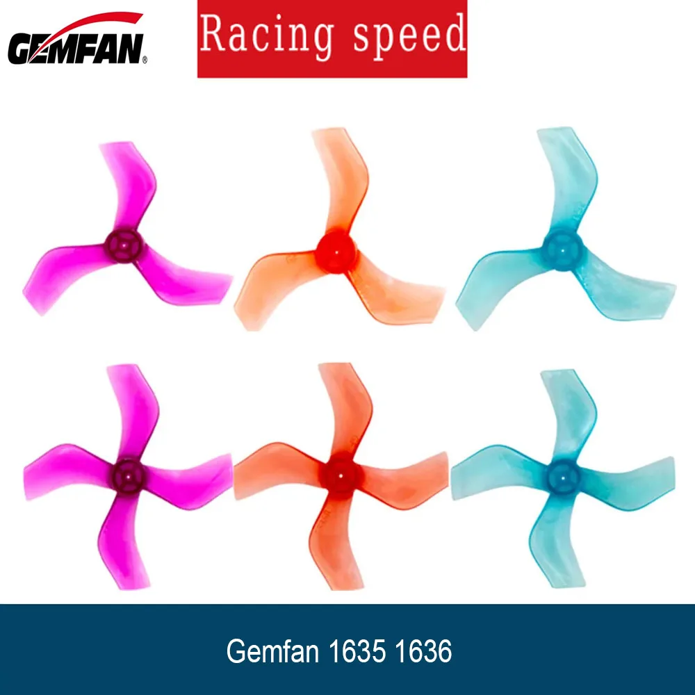 4 pary śmigieł Gemfan 1635 1636 40mm 3-łopatowych i 4-łopatowych PC, 1mm 1.5mm pojedynczy otwór, do dronów FPV Racing Brushless Tinywhoop