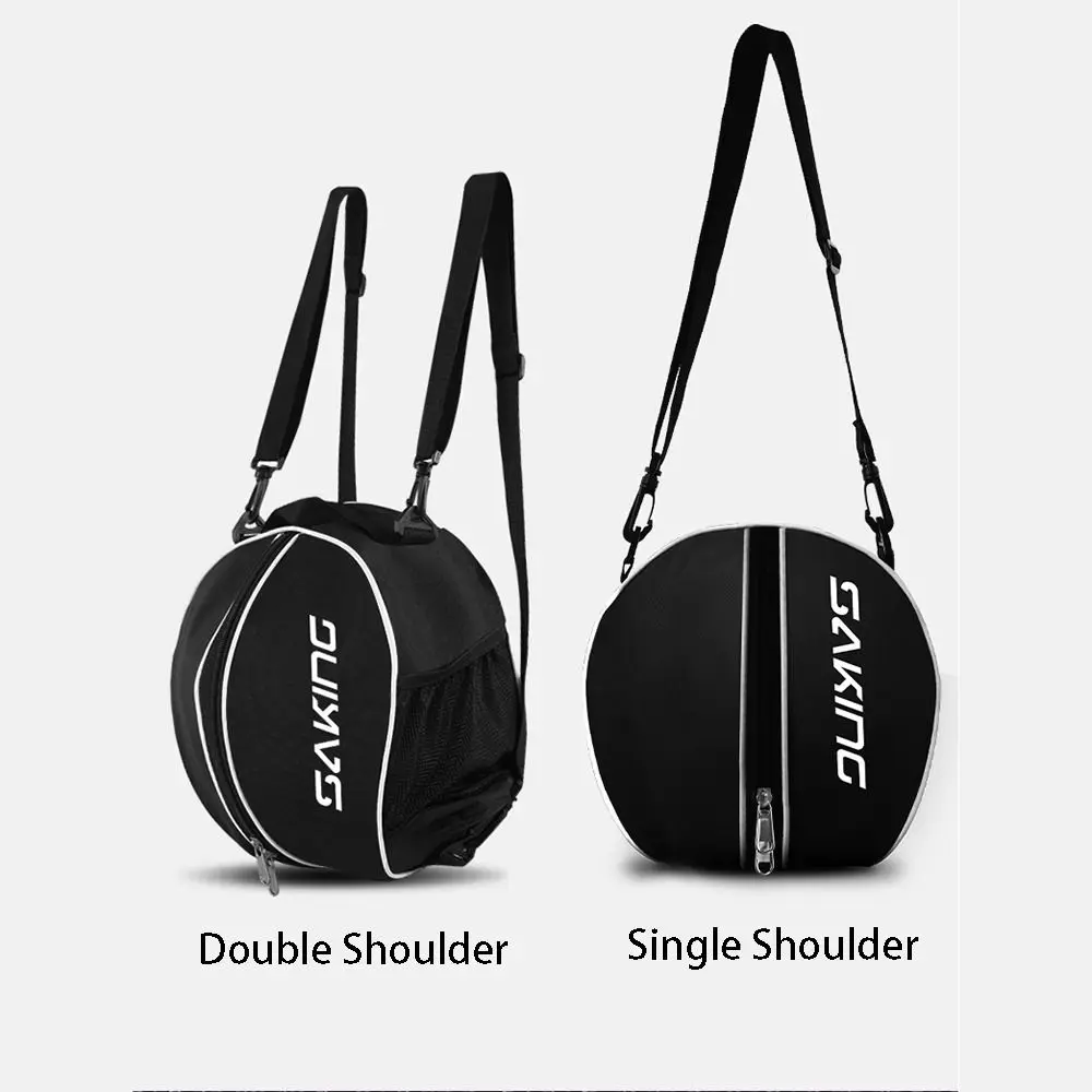 Round Basketball Storage Backpack Elastic Detachable Straps Sport Shoulder Bags with Side Pockets with Zipper