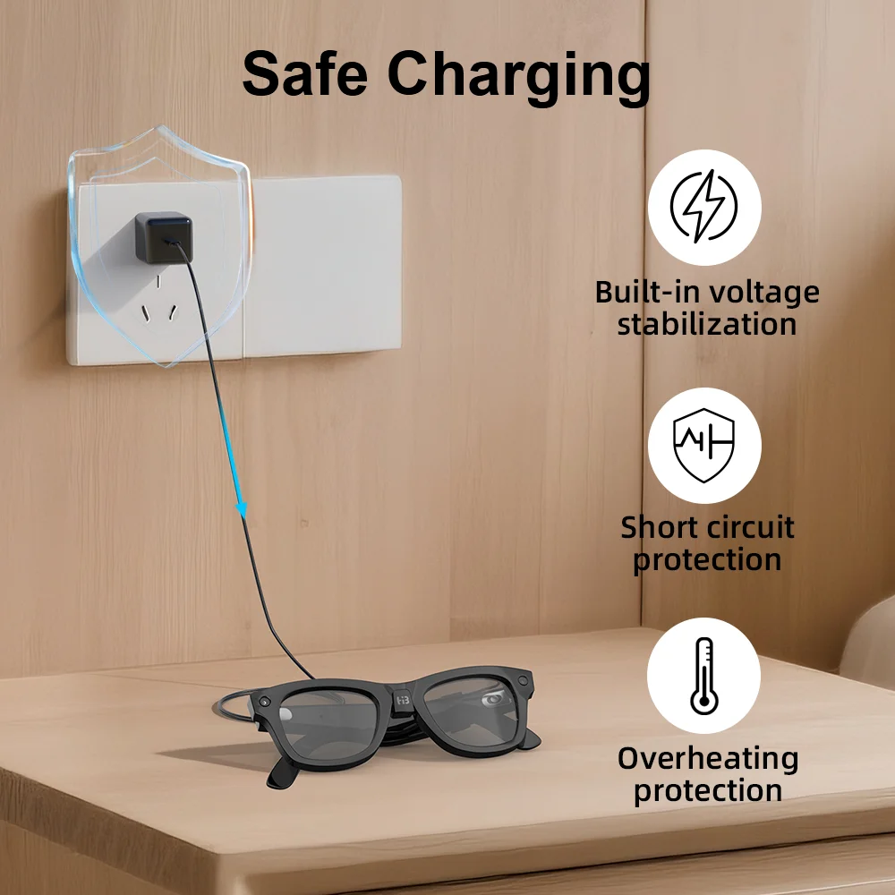 HIBLOKS para gafas RayBan Meta Wayfarer Skyler Cable de carga rápida para RW4008 RW4006 RW4010 AI accesorios de gafas inteligentes