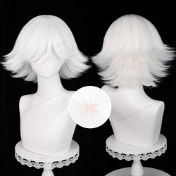 Anime Mi Zu Ki Cosplay Wig 33cm Short Pure White Hair Heat Resistant Synthetic Wigs