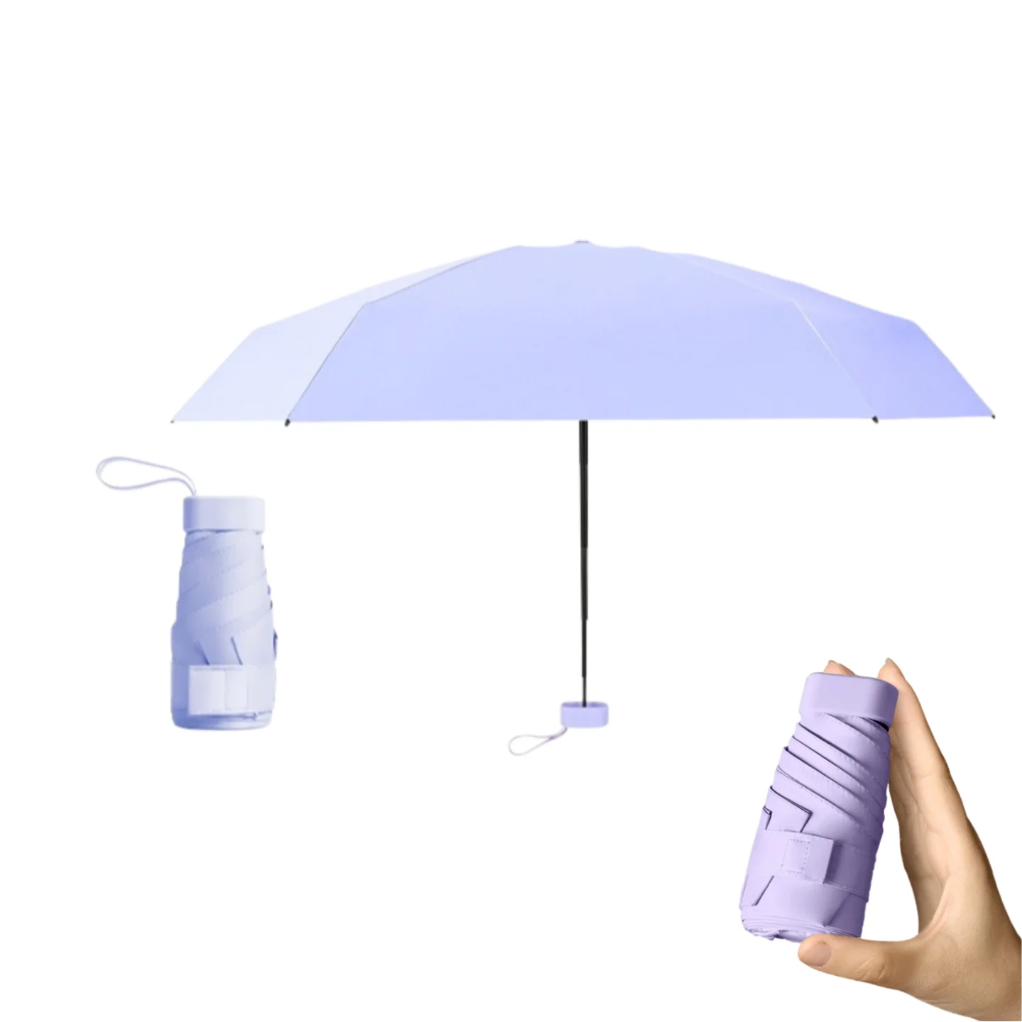 Mini Portable Travel Umbrella UPF 50+ - Folding Sun & Rain Umbrella 6 Ribs,Small Lightweight Pocket Parasol for  Women Men