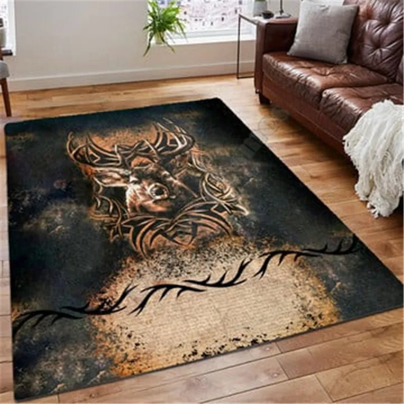 HUNTINGS AREA RUG HUNTING PRINTING FLOOR MAT CARPET DEAR DEER STAG HEAD AREA RUG FUNNY HUNTING RUG DEER HUNTING RUG