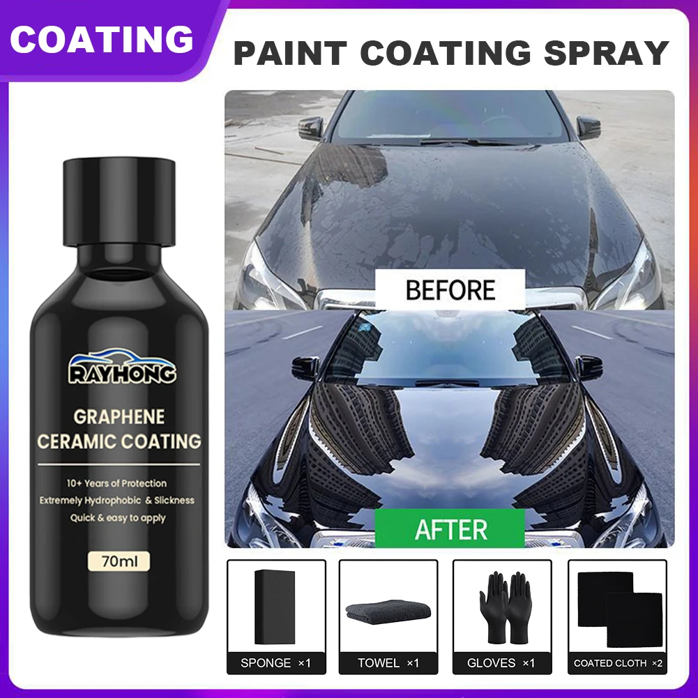 70ml Car Graphene Ceramic Coating Hardness Car Detailing Coating Polishing Liquid Hydrophobic Glass Plated Crystal Car Accessory