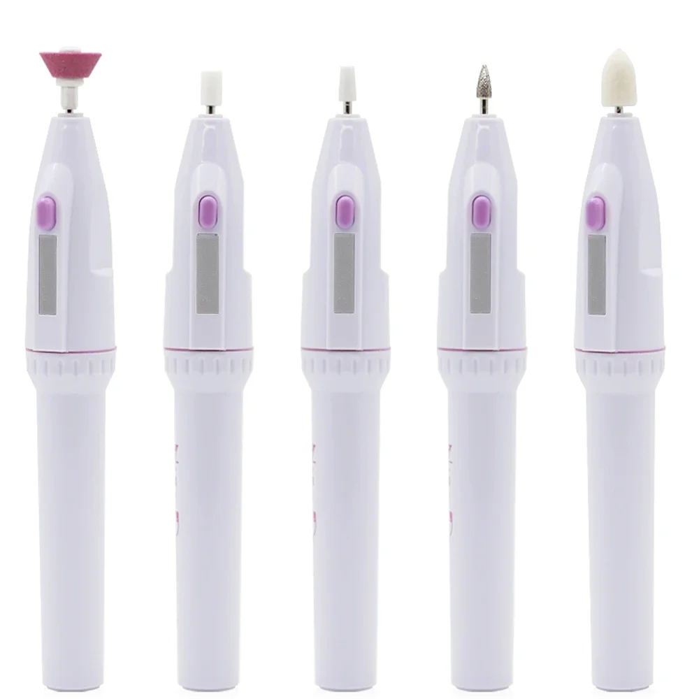 Elektrisches Nagelbohrer-Set, Nagelfeilen mit 5 austauschbaren Bohrern zum Peeling, Schleifen, Polieren, Entfernen von Acryl-Gel-Nägeln