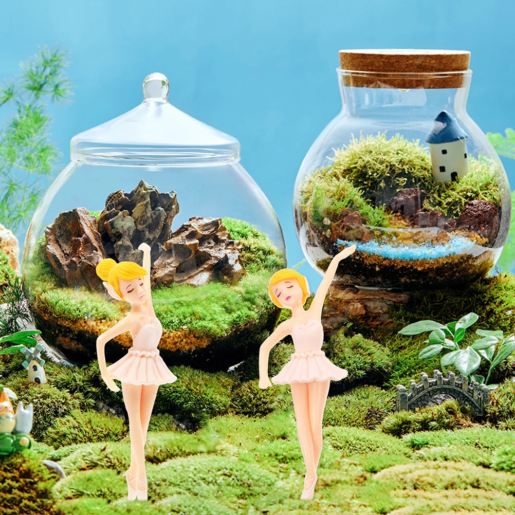 

4pcs Ballerina Cupcake Topper Ballet Dancer Statue Cake Decor For Birthday Baking Decoration Dancing Room Figurines