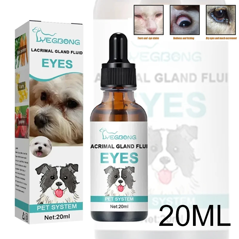 20ml Pet Tear Stain Cleaner Cat Dog Eye Tear Stain Removal Essence Pet Topical Conditioning Dog Eye Wash Tear Stain Cleaner