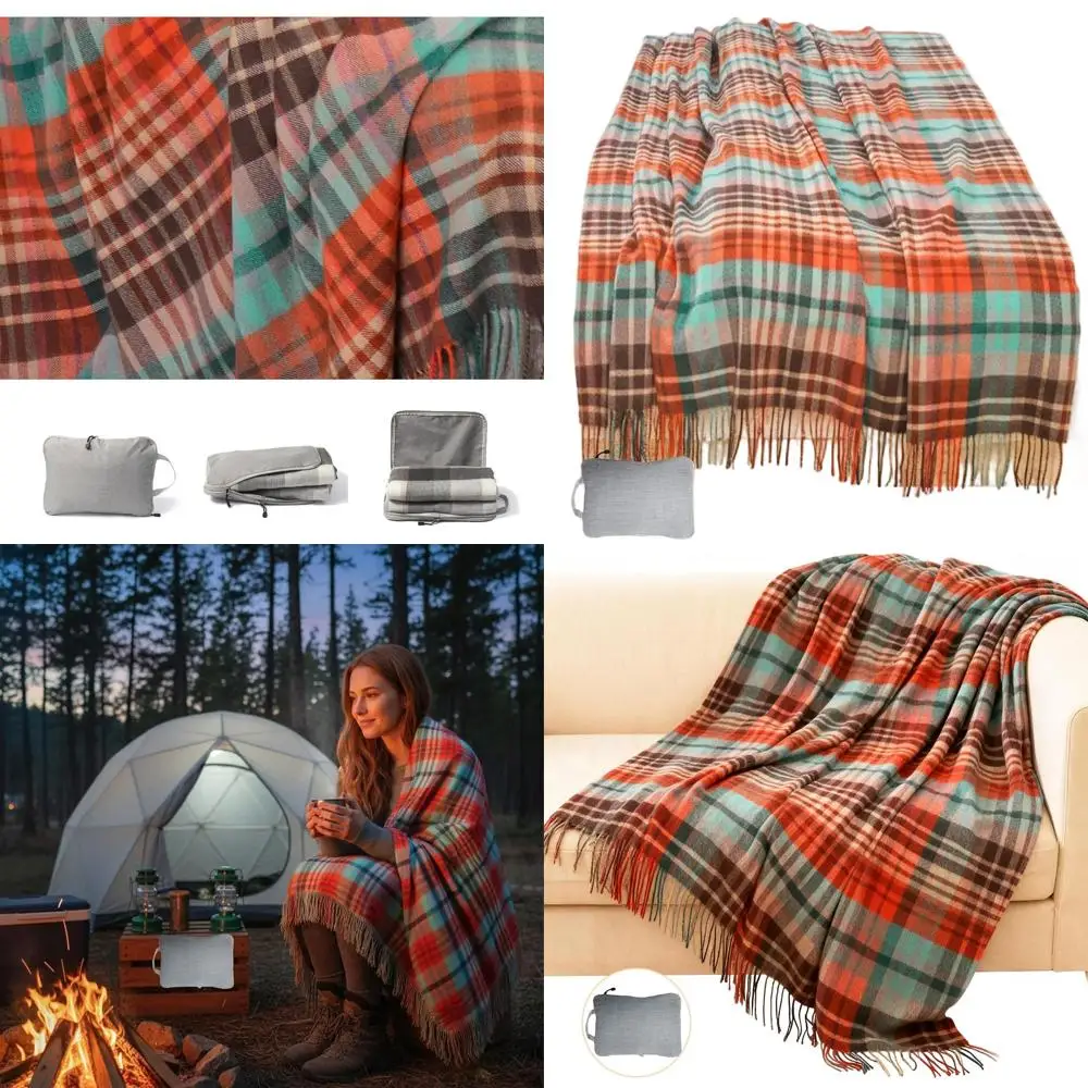 

Plaid Tartan Wool Blanket 55x83 - 1.5 lb Camping & Couch Travel Throw