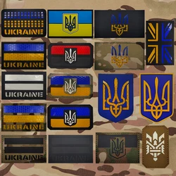 Ukraine Flag Reflective Patches Ukrainian Tactical Military 3D Rubber Applique Stickers On Clothing With Hook And Loop