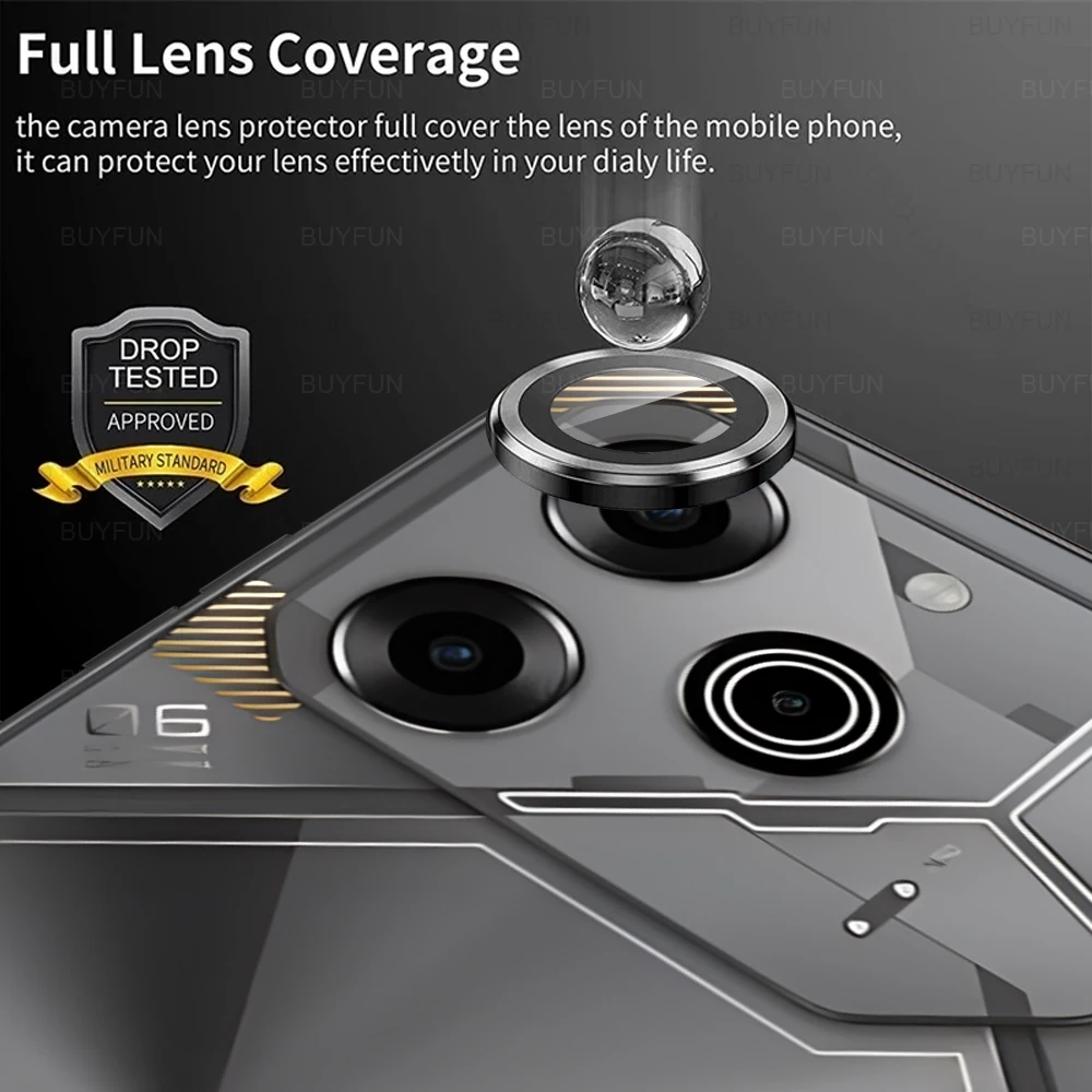 Case For Tecno Pova 6 Pro Aluminium Alloy Tempered Glass Camera Protector Pova6 6Pro Pova6Pro Lens Protective Film TecnoPova6pro