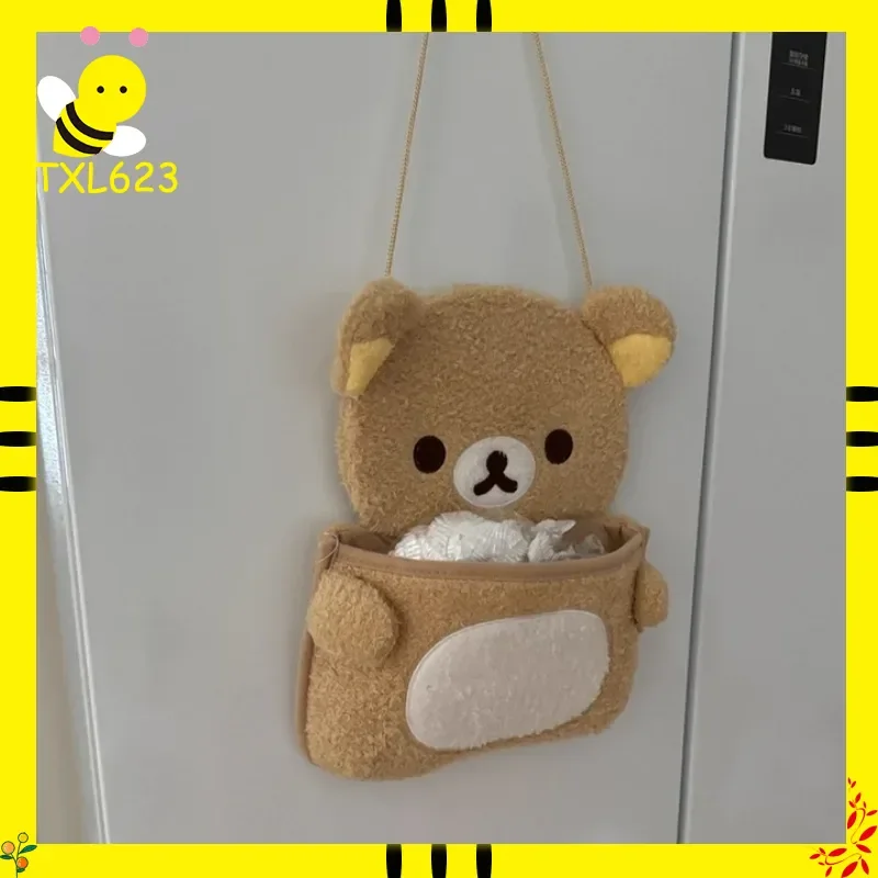 

Rilakkuma San-X Cute Cartoon Bear Plush Hanging Bag for Dormitory Sundry Storage Wall Mountable behind Door