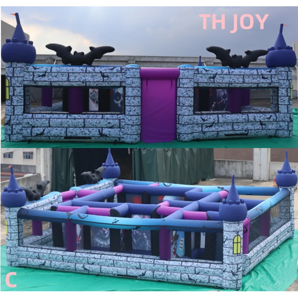 Großes 8x8m aufblasbares Spukhaus Halloween Laser Tag Labyrinth gruseliges Zombie aufblasbarer Fluchtraum Labyrinthspiele