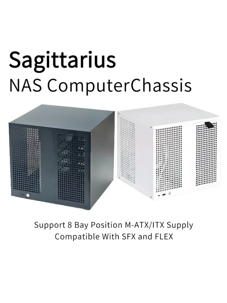 Obudowa NAS Sagittarius 8-bay z zasilaczem ATX, płytą główną MATX, PCIE pełnej wysokości, 21,8 l — zdjęcie produktu 7