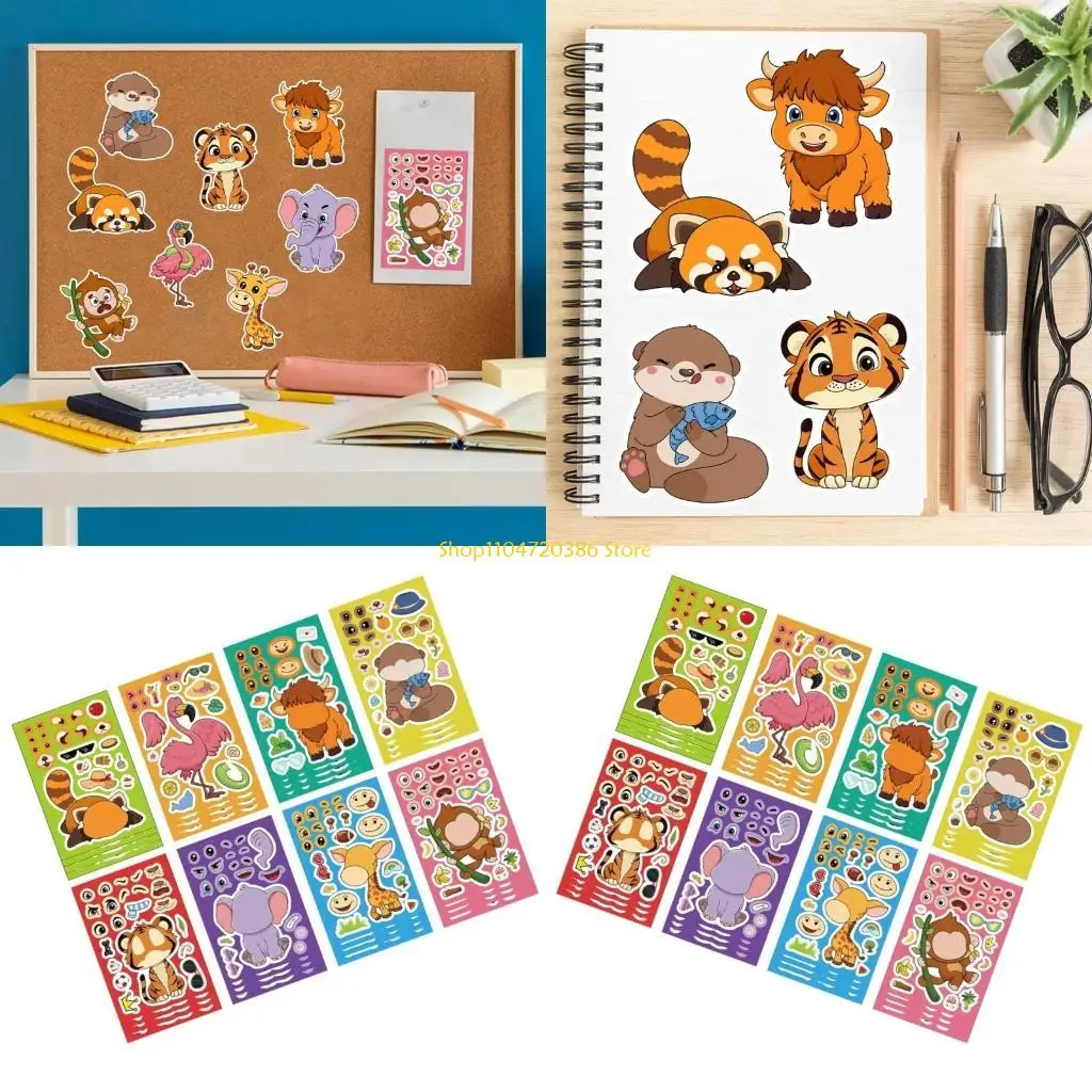 K0EA Fun Cartoon Animals Party Stickers PVC Decoration Decals for Personals Devices