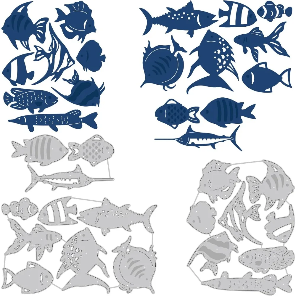 

3Pcs Fish Cutting Dies Fish Embossing Stencils Template Die Cut Set for Card Scrapbooking and DIY Craft Album Paper Card