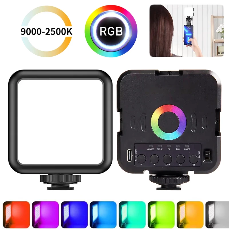 Mini RGB Hot Shoe Fill Light LED Portable Atmosphere Lamp With Adjustable Pocket Lights For Live Shoot Photo Video Mobile Camera