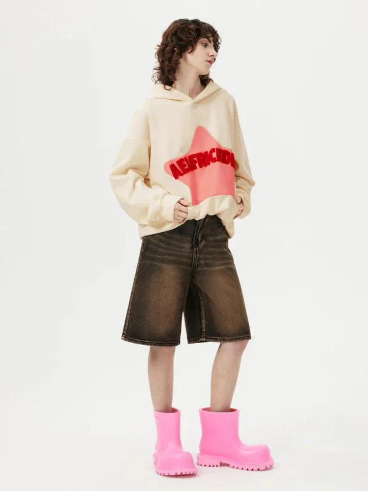 الأمريكية الرجعية المطرزة ستار هوديس المرأة الخريف الشتاء فضفاضة طويلة الأكمام البلوز الهيب هوب البلوز الشارع الشهير هود القمصان