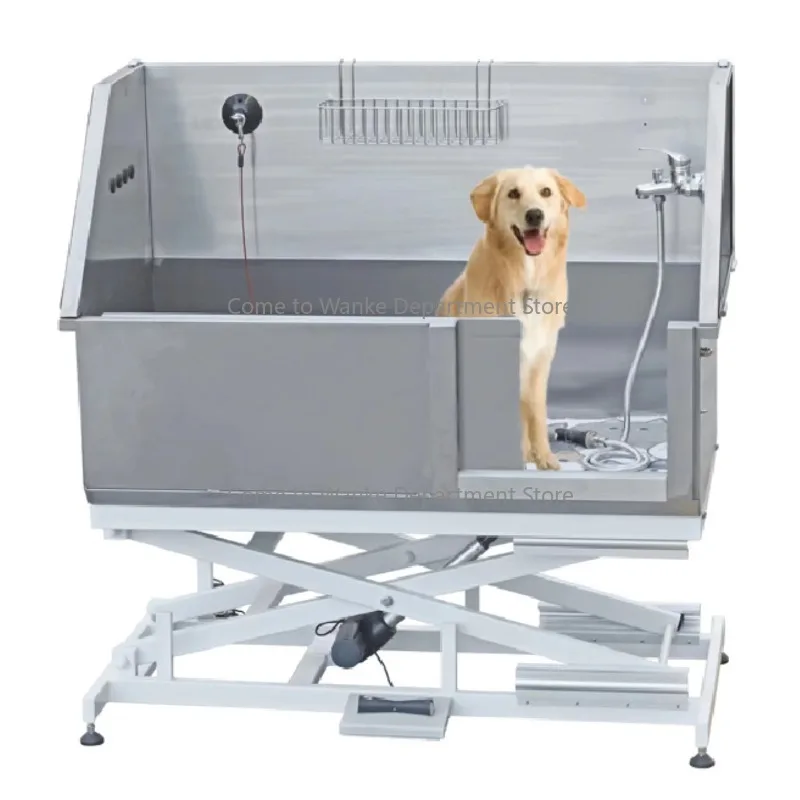 

Professional Elevated 50'' Walk in Stand Large Lift Best Del-uxe Pet Dog Bathing & Grooming Tub Station Center